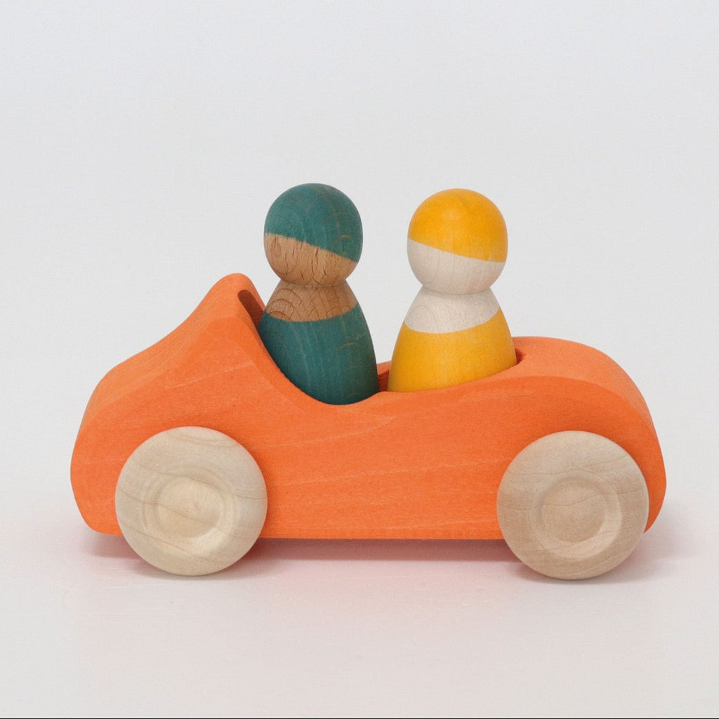 GRIMMS grote auto oranje + 2 regenboogvrienden 1 jr+