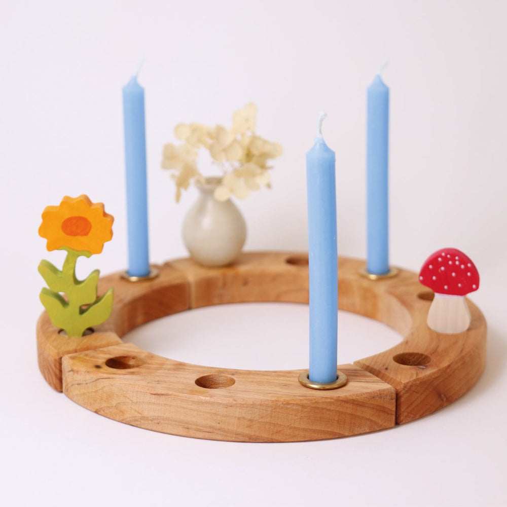 GRIMMS jaarring kaarsen bijenwas 10% blauw 12 stks kopen