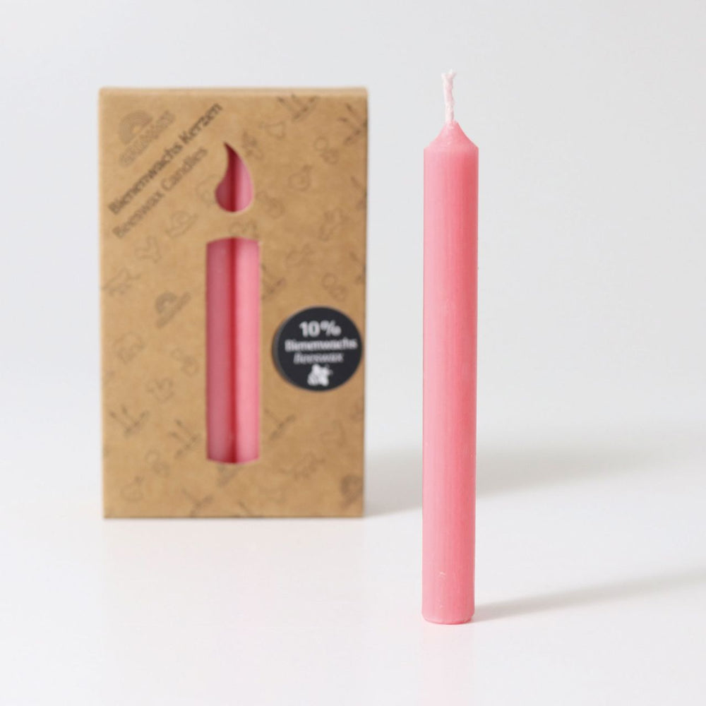 GRIMMS jaarring kaarsen bijenwas 10% roze 12 stks
