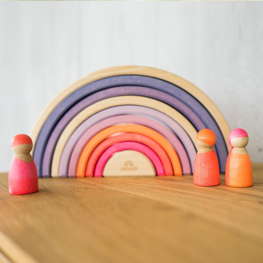GRIMMS regenboogvrienden neon roze 1 jr+ esdoornhout + kersenhout + beukenhout + elzenhout