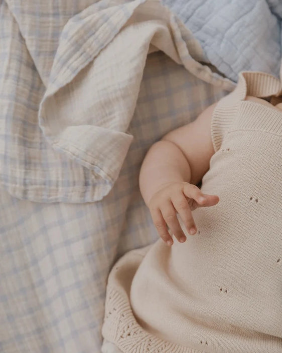 Garbo and Friends hydrofiele doeken gingham blue 60 x 60