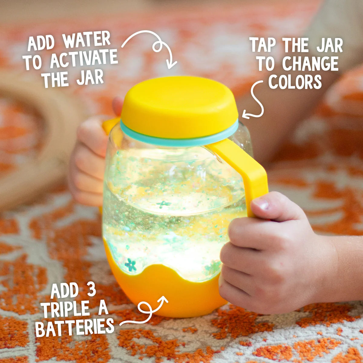 Glo Pals sensory play jar geel 18 mnd+