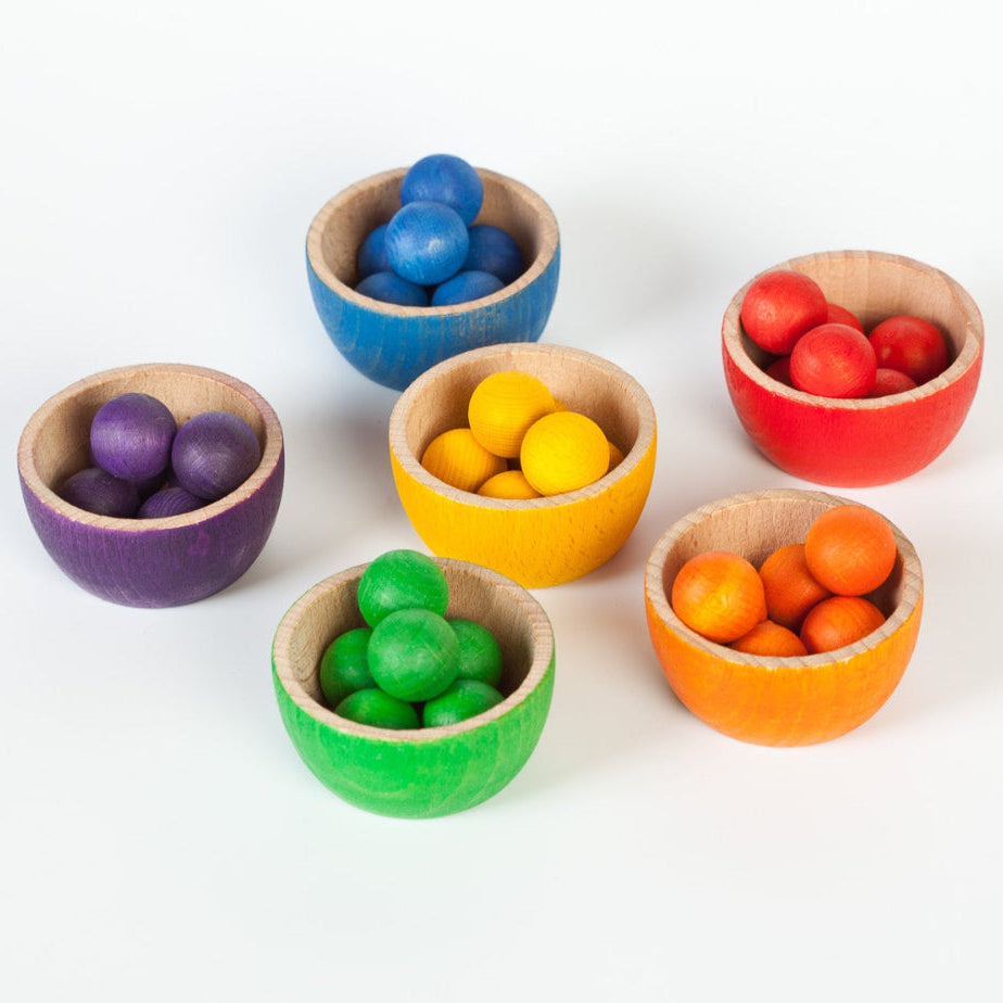 Grapat 6 regenboog bakjes met 36 knikkers 3 jr+