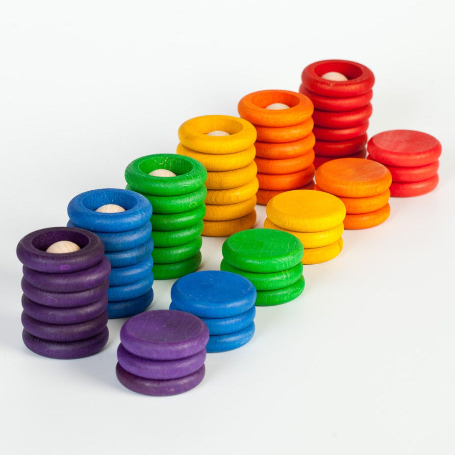 Grapat nins poppetjes, ringen en munten 60 stks 18 mnd+ kopen