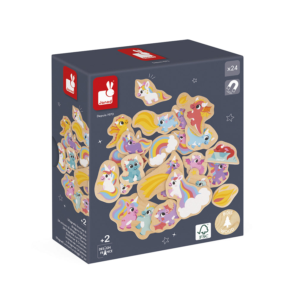 JANOD magneten Eenhoorns en Draken 2 jr+ / 24 stks kopen