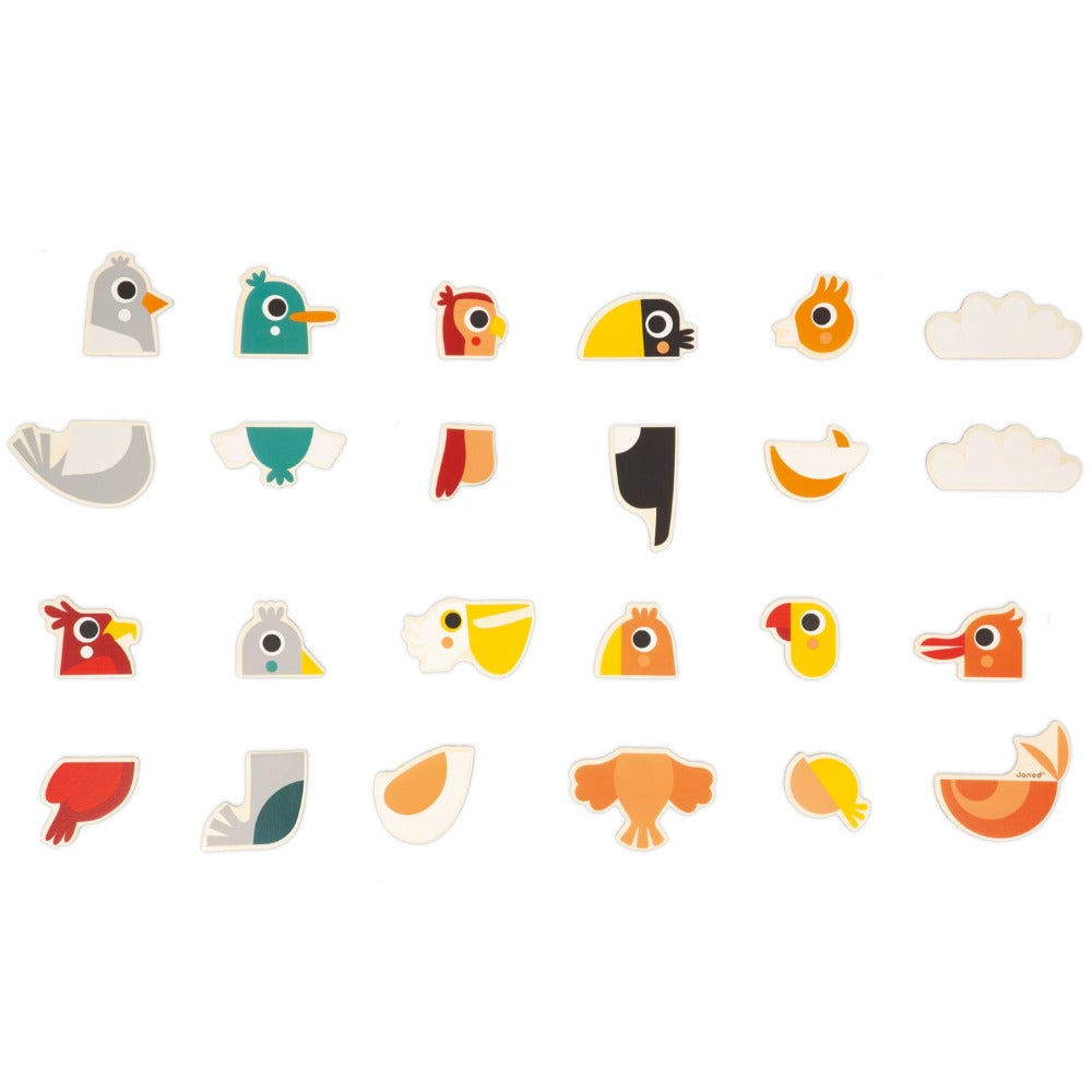 JANOD magneten mix match vogels 2 jr+ / 24 stks 3700217396435
