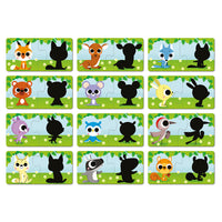 JANOD puzzel dieren en schaduw 2 jr+ / 12 x 2 stks