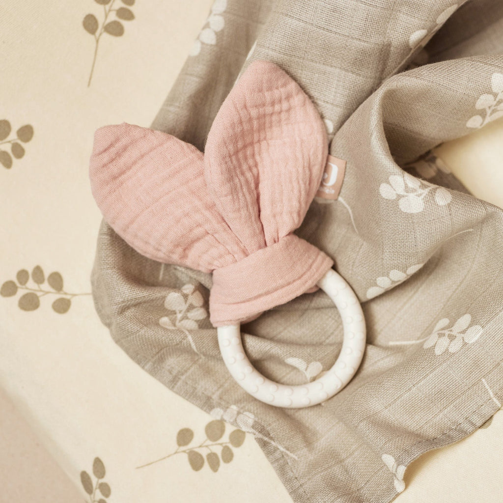 Jollein siliconen bijtring bunny ears roze 101-007-66049