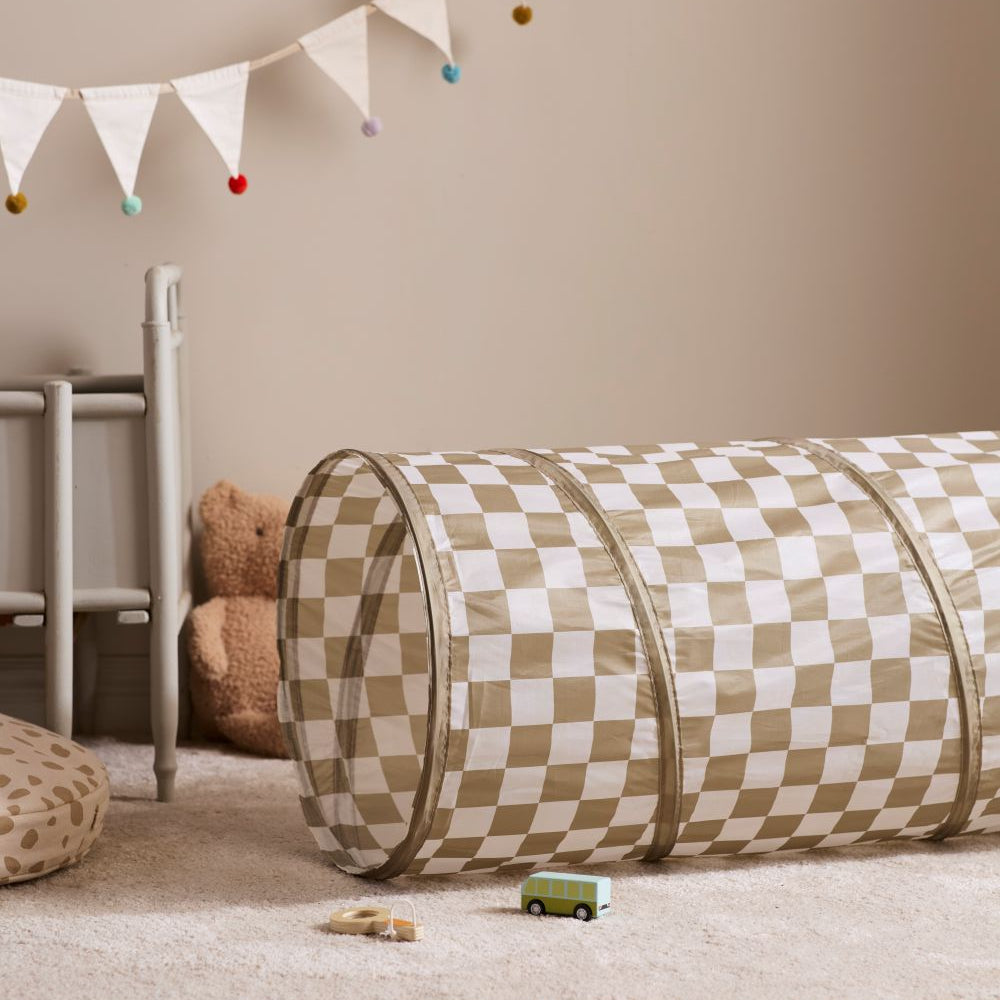 Kids Concept speeltunnel ruitjes olijfgroen