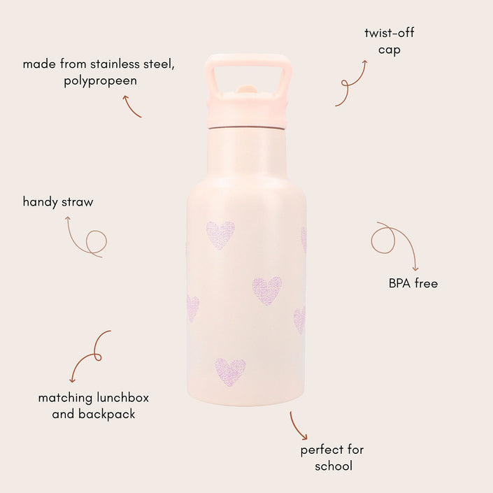 Kidzroom drinkfles pink hearts030-01060b