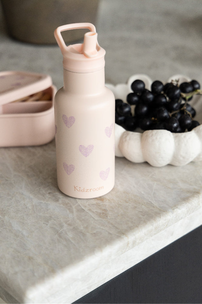 Kidzroom drinkfles pink hearts030-01060e