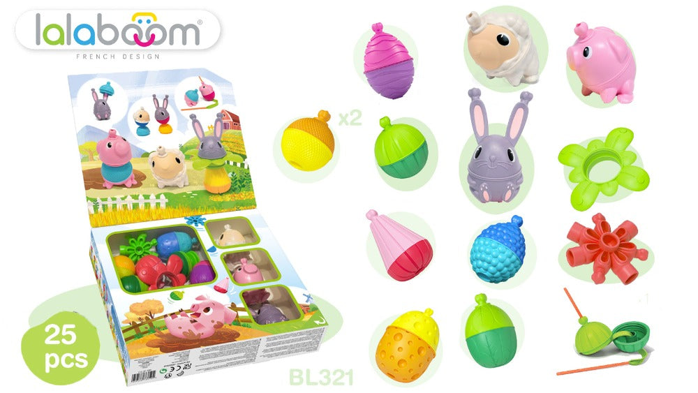 Lalaboom educatieve kralen boerderij 25 stks 10 mnd+