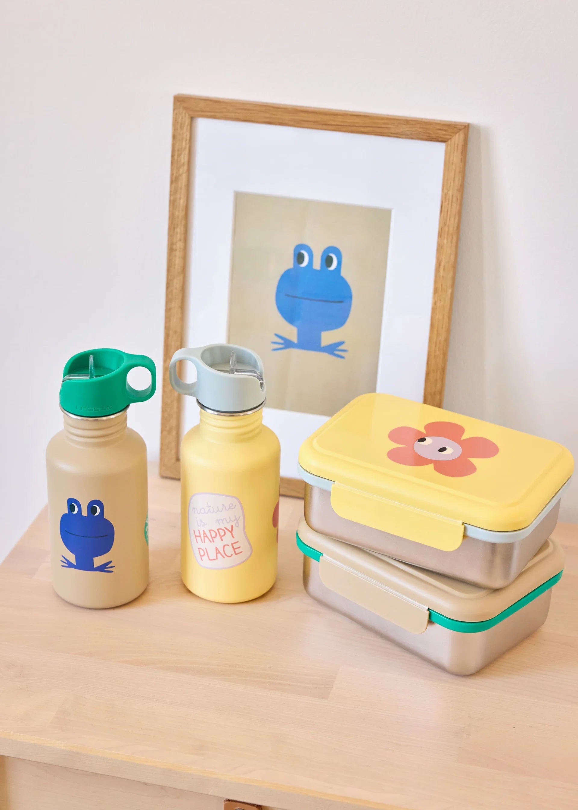 Lassig stainless steel lunchbox happy trails frog
