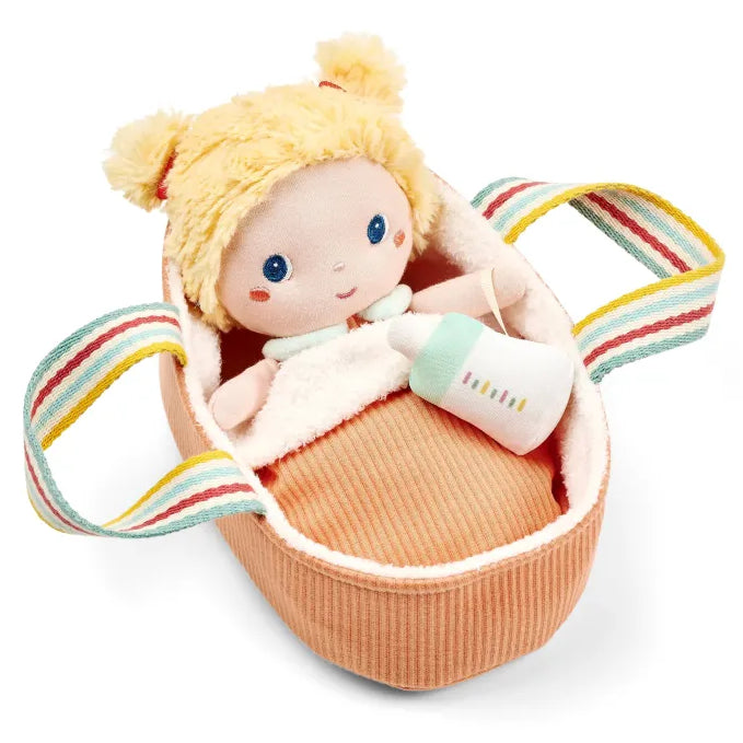 Lilliputiens stoffen pop Mela met poppenmand 1 jr+