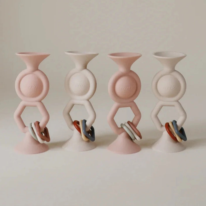 Mushie babyspeeltje hexapop met zuignap blush 10 mnd+