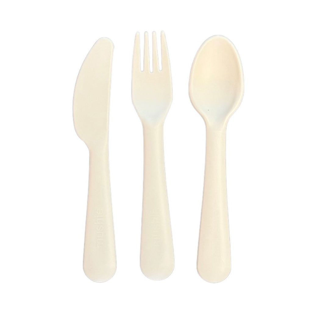Mushie bestekset ivory 3-delig