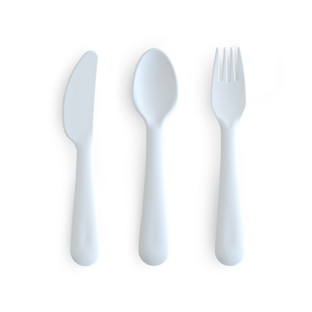 Mushie bestekset powder blue 3-delig