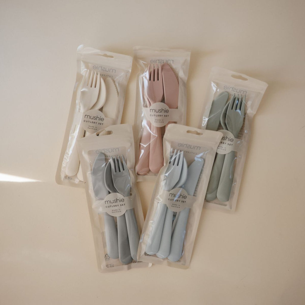 Mushie bestekset powder blue 3-delig 7009405