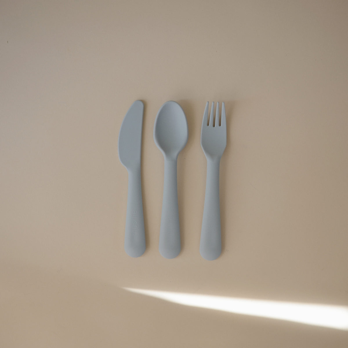 Mushie bestekset powder blue 3-delig