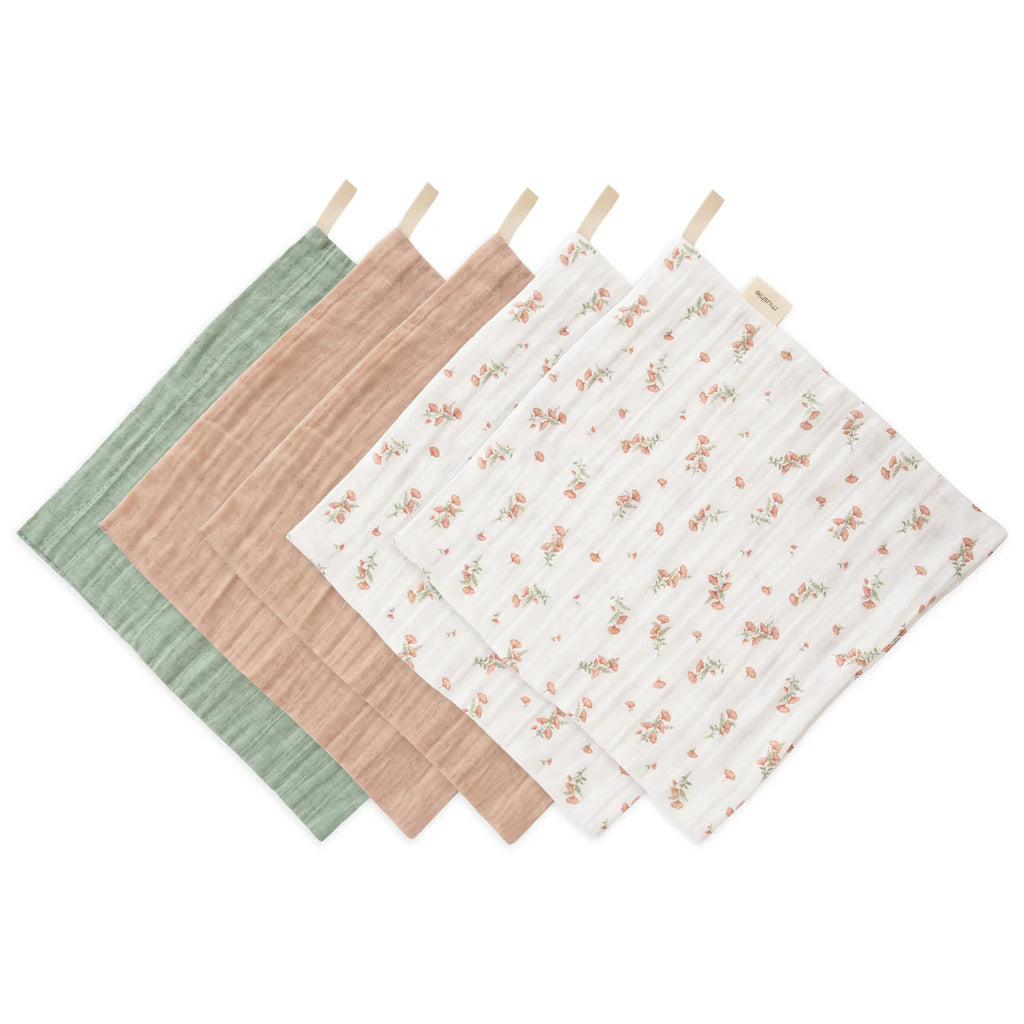 Mushie hydrofiele washandjes pink flowers 28 x 28 kopen