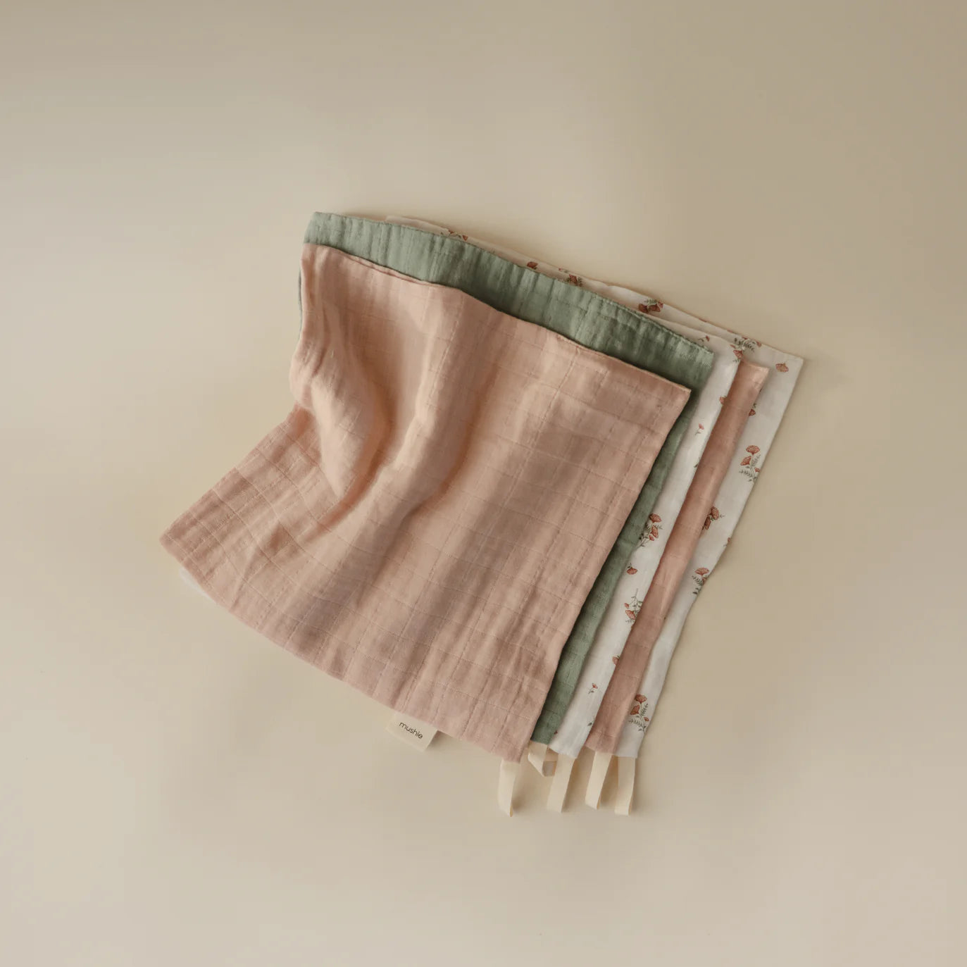 Mushie hydrofiele washandjes pink flowers 28 x 28