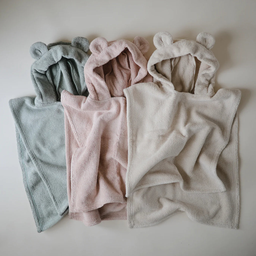 Mushie badponcho beer fog 1-3 jr 100% ogranische katoen
