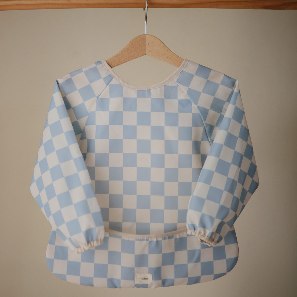 Mushie slab lange mouw check blue 840355801378