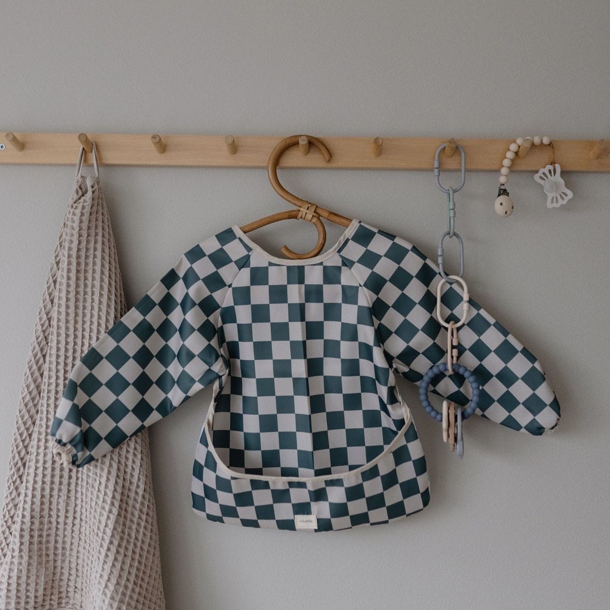 Mushie slab lange mouw olive check