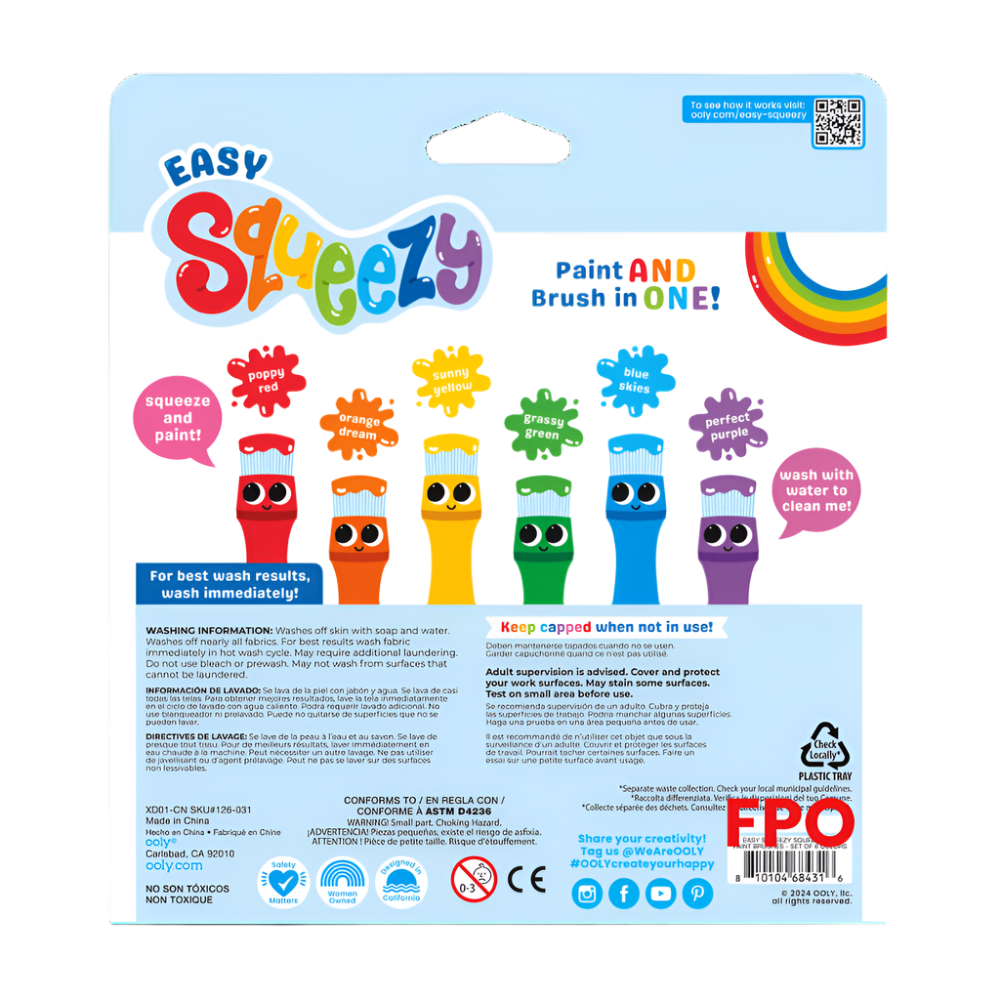 OOLY Squeezable paint brushes 6 stks / 3 jr+