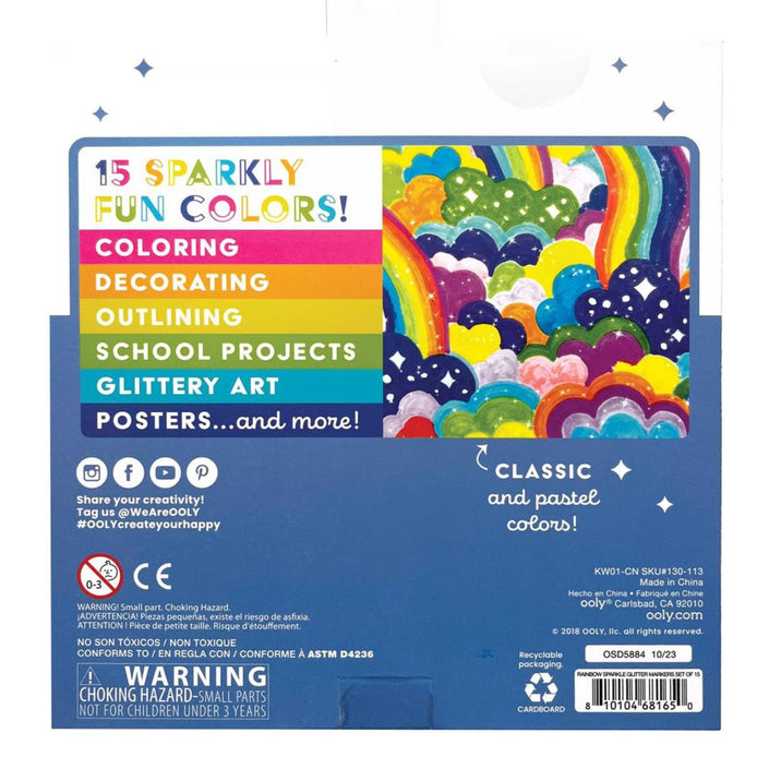 OOLY rainbow sparkle glitter markers 15 stks 6 jr+