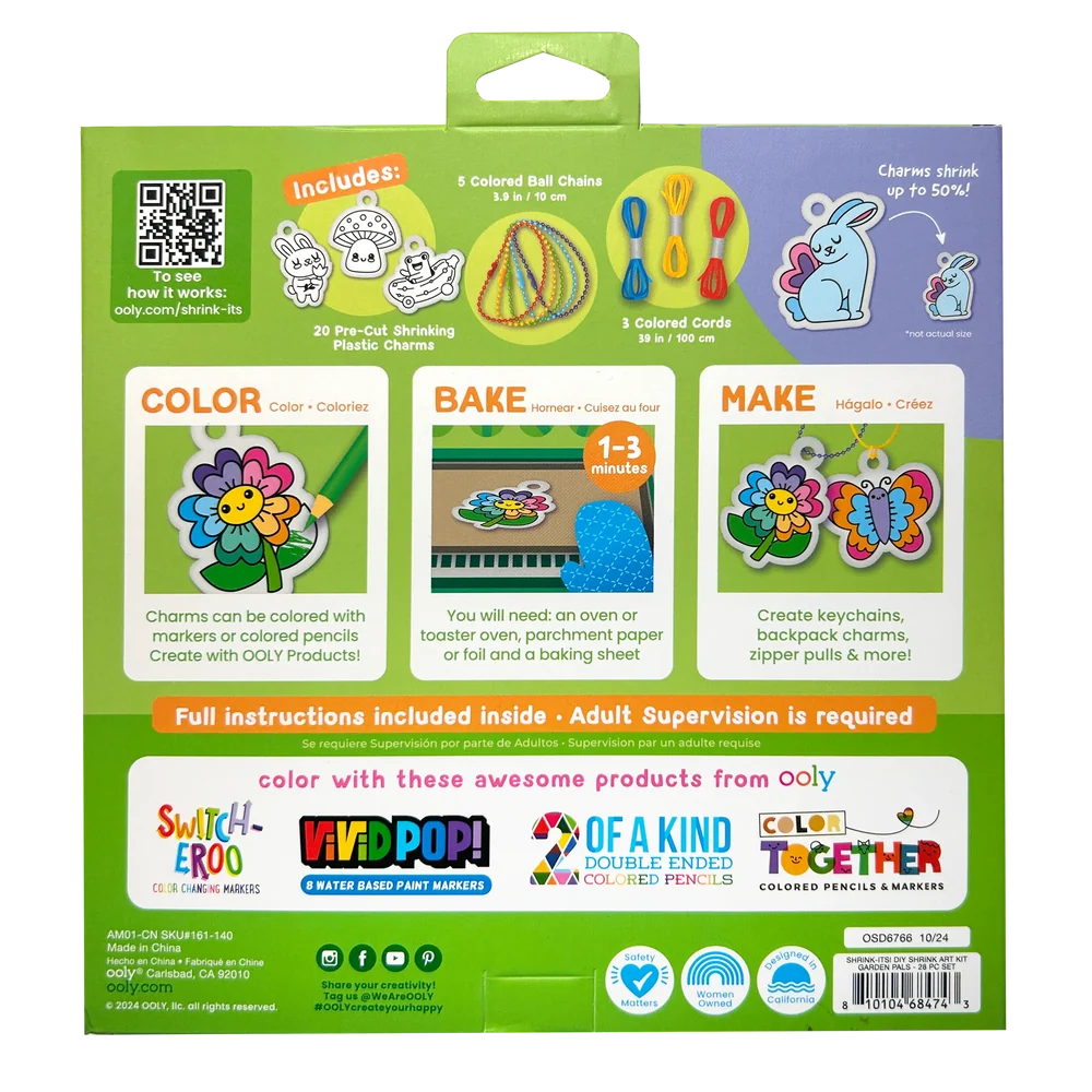 OOLY shrink-its DIY art kit Garden Pals 6 jr+