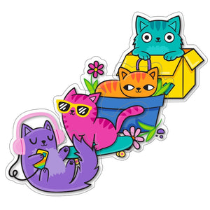 OOLY stickiville stickers Silly Kitties vinyl 4 stks
