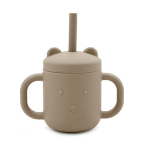 Petit Monkey siliconen sippy cup met oren taupe