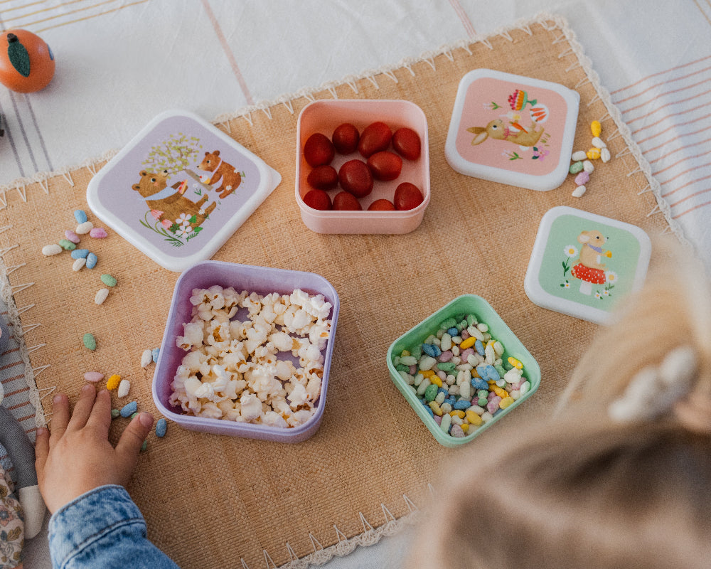 Petit Monkey snackbox set animals picnic 12 x 12 cm kopen