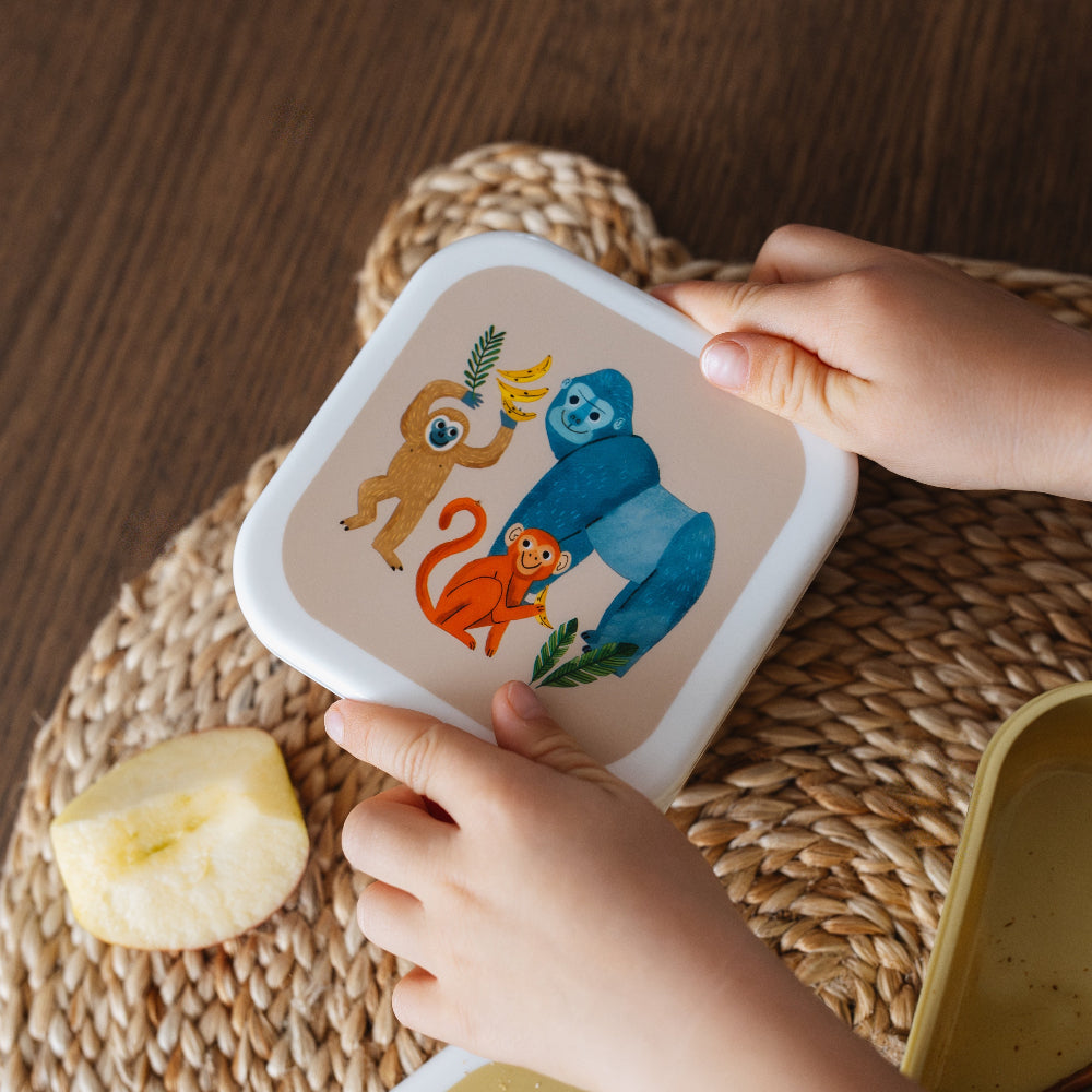 Petit Monkey snackbox set upside down animals 12 x 12 cm PP 