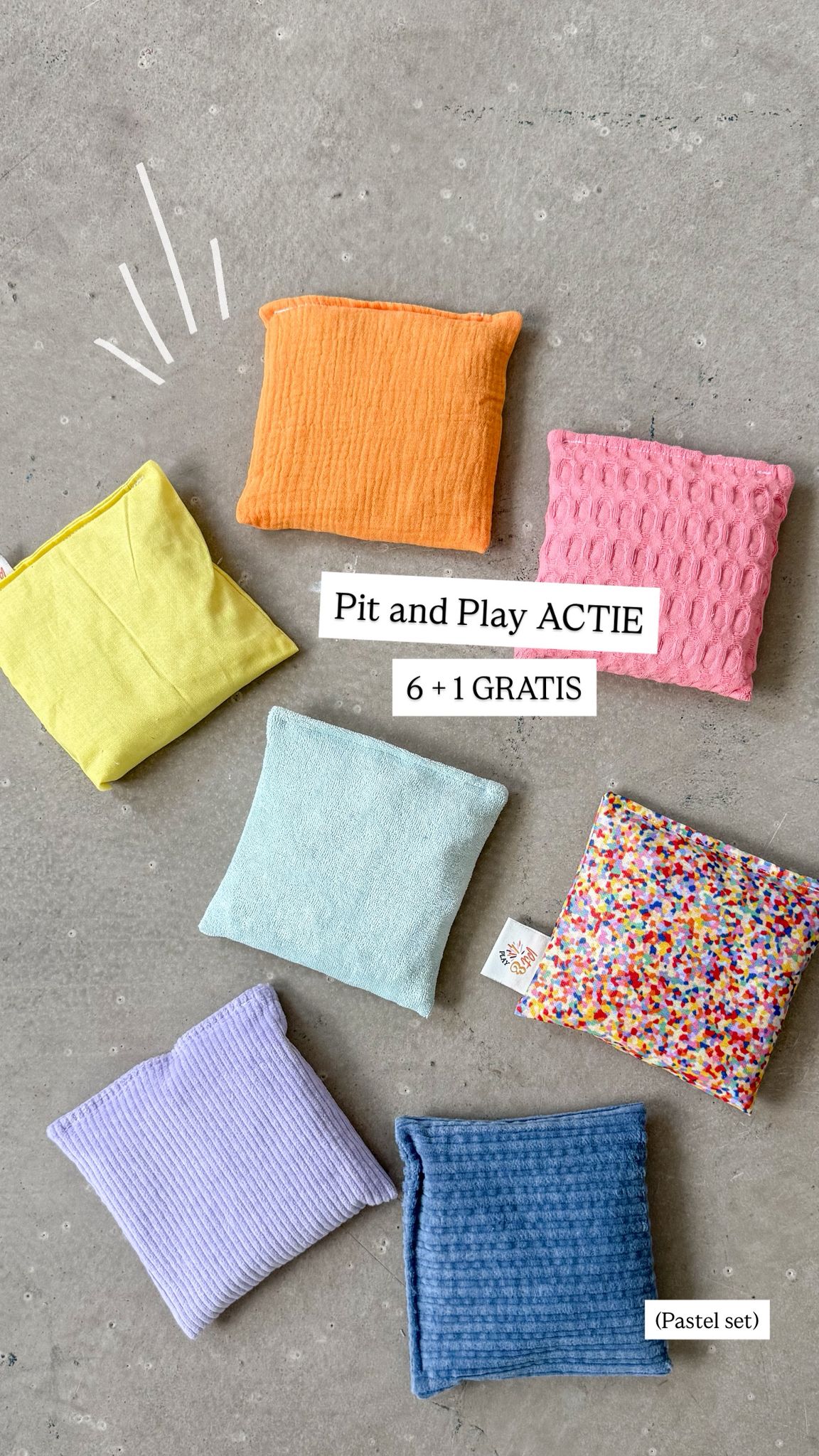 Pit and Play pittenzakjes Pastel set 6 + 1 superconfetti 6 mnd+ kopen