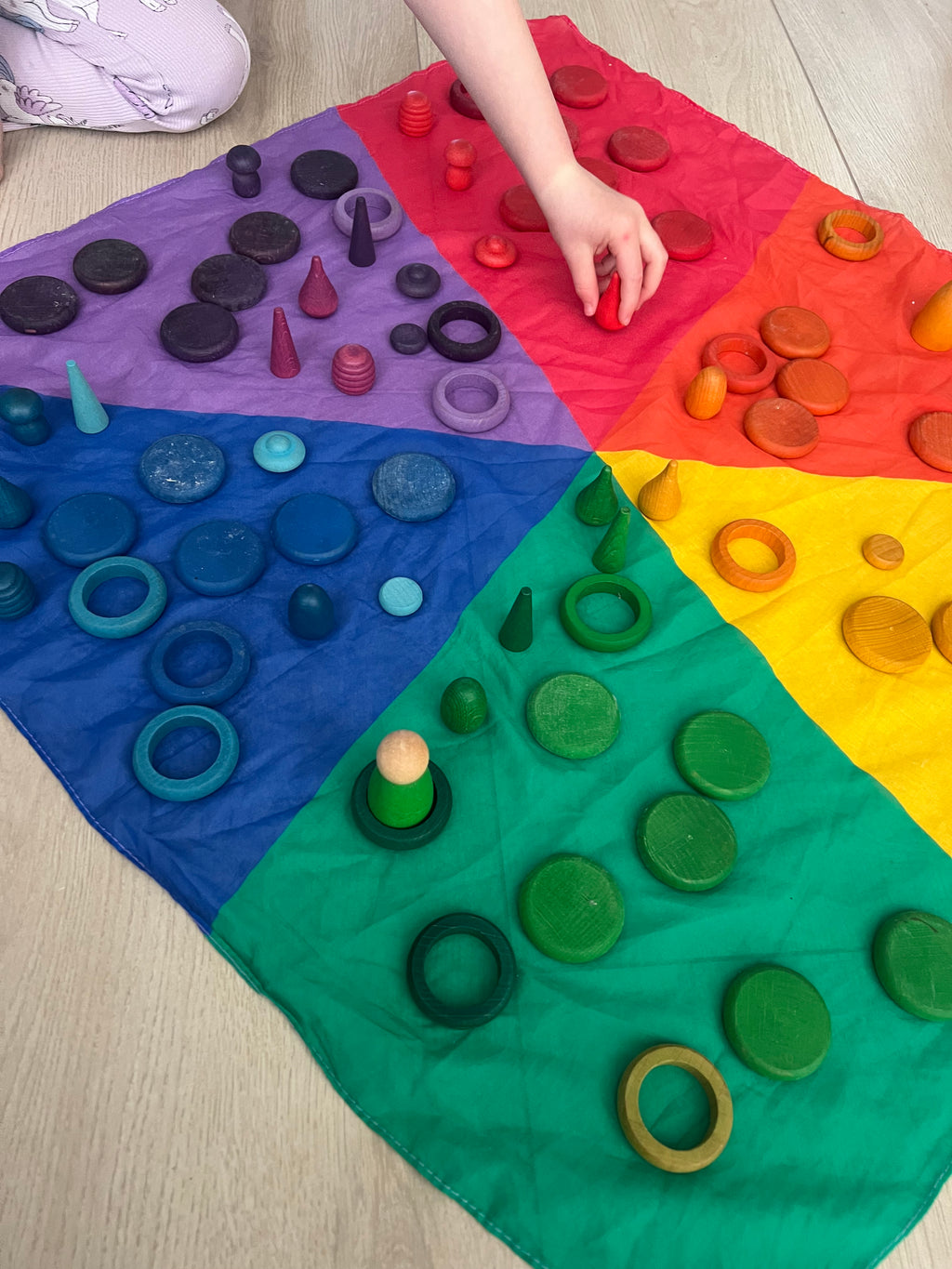 Pit and Play speeldoek rainbow colorblock large 75 x 75 cm kopen