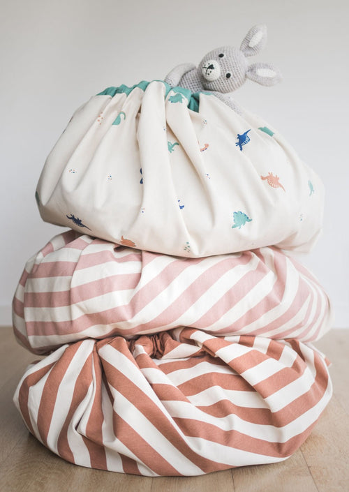 Play & Go opbergzak en speelkleed stripes pink