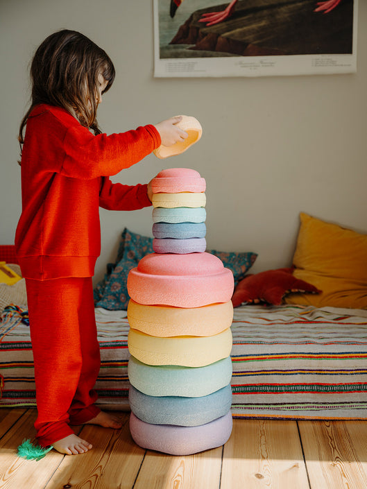 Stapelstein MINI regenboog pastel 6 stks