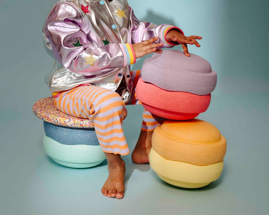 Stapelstein regenboog pastel met Super confetti balance board d