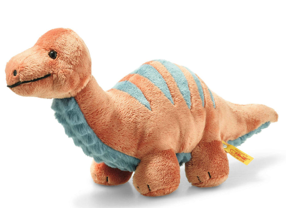 Steiff knuffeldino Bronko 28 cm oranje/blauw