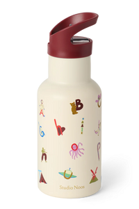 Studio Noos RVS drinkfles RVS 350 ml alphabet