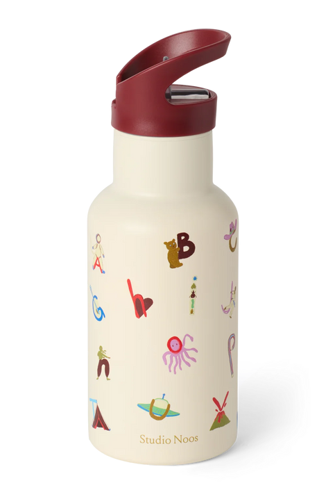 Studio Noos RVS drinkfles RVS 350 ml alphabet