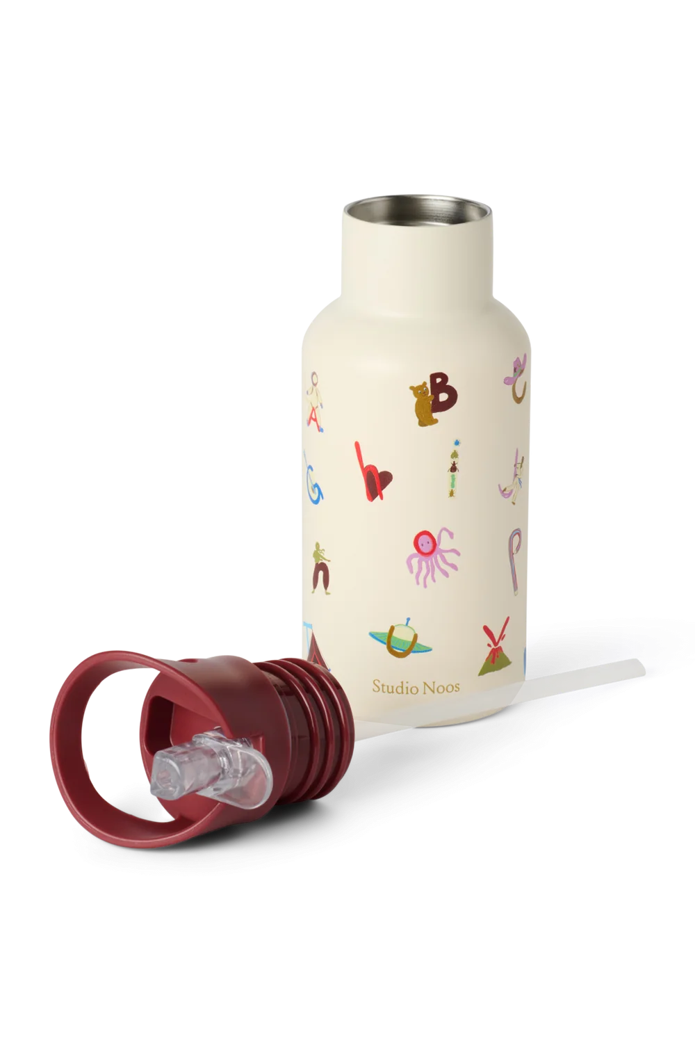 Studio Noos RVS drinkfles RVS 350 ml alphabet