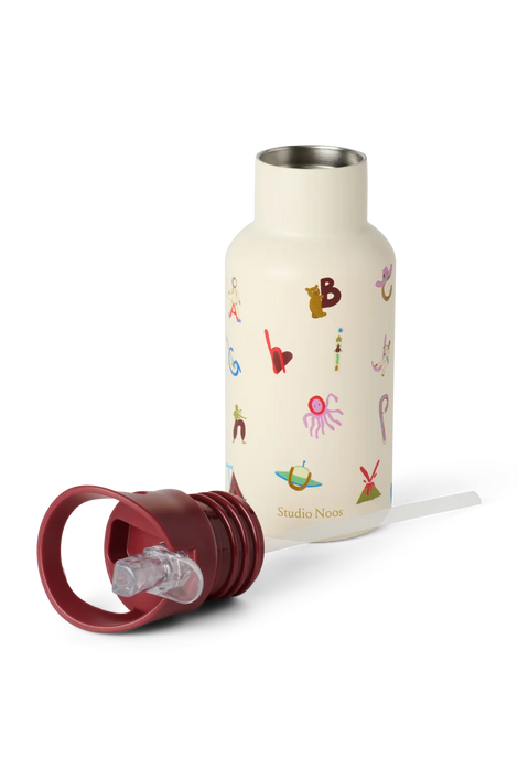 Studio Noos RVS drinkfles RVS 350 ml alphabet