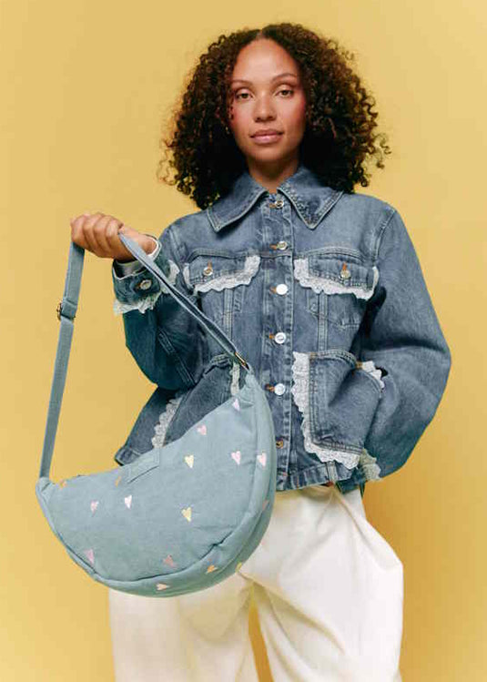 Studio Noos denim fanny pack light blue hearts 6153324685676