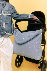 Studio Noos denim diaper bag light blue hearts