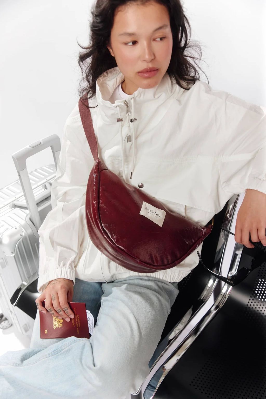 Studio Noos vegan leather fanny pack burgundy 6151923332397