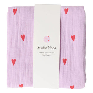 Studio Noos hydrofiele doek lila hearts 120x120 6151900465490 a