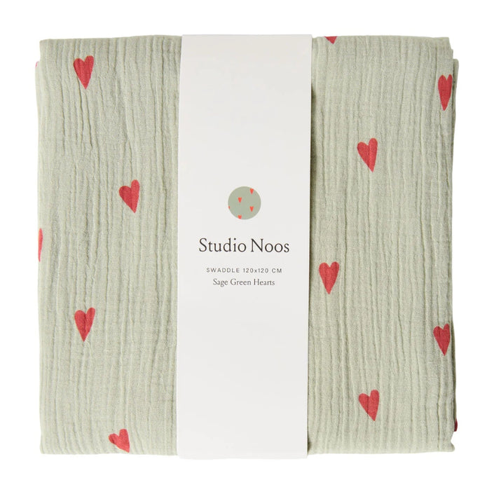 Studio Noos hydrofiele doek sage green hearts 120x120 6151900519506 a
